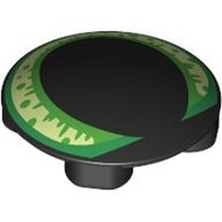 LEGO part 2654pr0037 Plate Round 2 x 2 with Rounded Bottom [Boat Stud] with print in Black