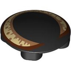 LEGO part 2654pr0038 Plate Round 2 x 2 with Rounded Bottom [Boat Stud] with print in Black