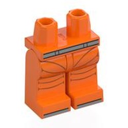 LEGO part 970c34pr0007 Hips and Orange Legs with Retro Spacesuit, Silver Belt print in Bright Orange/ Orange