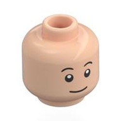 LEGO part 28621pr0059 Minifig Head Tintin, Small Black Eyebrows, Eyes, Smile/Surprised in Light Nougat