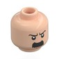 Minifig Head Thompson, Black Eyebrows, Thick Moustache Rounded, Angry / Smile, Closed Eyes