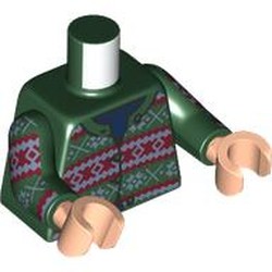 LEGO part 973c35h02pr0007 Torso, Dark Green Arms, Light Nougat Hands with print in Earth Green/ Dark Green