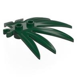 LEGO part 10884 Plant, Leaves 6 x 5 Swordleaf with Clip [Thick Open O Clip] in Earth Green/ Dark Green