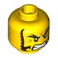 Minifig Head, Black Eyebrows, Dark Brown Sideburns, Wrinkles, Scared / Angry