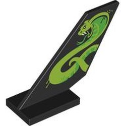 LEGO part 6239pr0016 Tail Shuttle with Lime Cobra print in Black