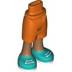 LEGO part 5789c01pr0010 Minidoll Hips and Mid-Length Shorts with print in Reddish Orange