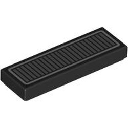 LEGO part 63864pr0015 Tile 1 x 3 with Silver Grill print in Black