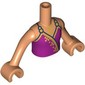 Minidoll Torso Girl with Nougat Arms and Hands with Magenta Dress, Gold Trim, Straps print