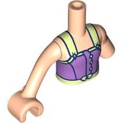 LEGO part 100811c01pr0010 Minidoll Torso with Left Limb Reduction, Light Nougat Arms and Hand with print in Light Nougat