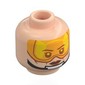 Minifig Head Colonel Ward, Neutral / Black Chin Strap, Dark Brown Eyebrows, Cheek Lines, Nougat Lips, Neutral / Trans-Orange Visor