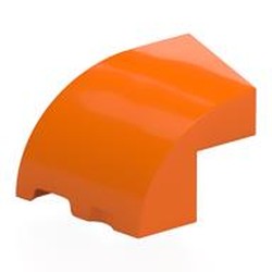 LEGO part 7519 Brick Wedged, Curved 3 x 2 x 1 2/3 with Stud Notch Left in Bright Orange/ Orange