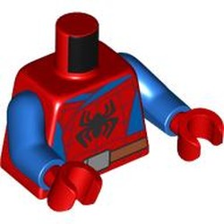 LEGO part 973c28h22pr0003 Torso, Blue Arms, Red Hands with print in Bright Red/ Red