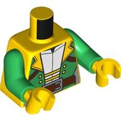 LEGO part 973c06h01pr0005 Torso, Bright Green Arms, Yellow Hands with print in Bright Yellow/ Yellow