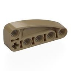 LEGO part 80286 Technic Beam 2 x 5 L-Shape with Quarter Ellipse Thick in Sand Yellow/ Dark Tan