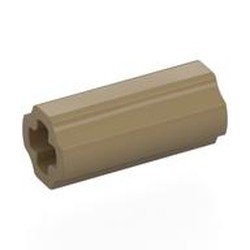 LEGO part 59443 Technic Axle Connector Smooth [with x Hole + Orientation] in Sand Yellow/ Dark Tan