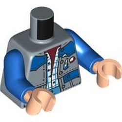 LEGO part 973c28h02pr0006 Torso, Blue Arms, Light Nougat Hands with print in Sand Blue