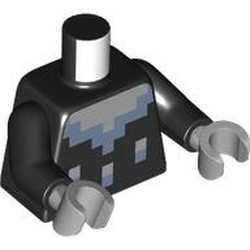 LEGO part 973c03h14pr0001 Torso, Black Arms, Light Bluish Gray Hands with print in Black