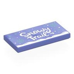 LEGO part 87079pr0241 Tile 2 x 4 with 'SNOWY TRAIL', Arrow, Snowflakes print in Blue Violet