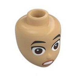 LEGO part 92198pr0145 Minidoll Head with print in Warm Tan