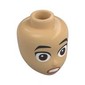 Minidoll Head, Black Eyebrows, Reddish Brown Eyes,, Nougat Lips, Scared