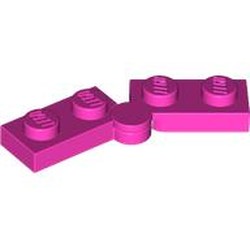 LEGO part 1927 Hinge Plate 1 x 4 Swivel Top / Base - Hollow Clip [Complete Assembly] in Bright Purple/ Dark Pink