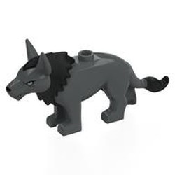 LEGO part 117826pr0001 Creature, Anooba, Black Mane and Tail Print (Keibu) in Dark Stone Grey / Dark Bluish Gray
