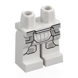 LEGO part 970c27pr0067 Hips and White Legs with Light Bluish Grey Pockets and Knee Pads Print in White