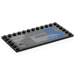 LEGO part 6178pr0023 Plate Special 6 x 12 with Studs on 3 Edges with 'STAR WARS Boba Fett', Stats print in Black