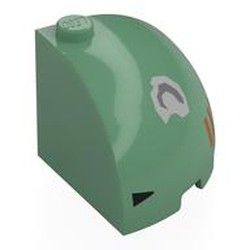 LEGO part 88293pr0002 Brick Round Corner 3 x 3 x 2 Dome Top with print in Sand Green