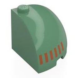 LEGO part 88293pr0001 Brick Round Corner 3 x 3 x 2 Dome Top with print in Sand Green