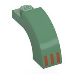 LEGO part 5843pr0001 Brick Arch 1 x 3 x 1 2/3 Curved Top with print in Sand Green