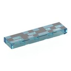 LEGO part 2431pr0091 Tile 1 x 4 with Black Rectangles Print in Transparent Light Blue/ Trans-Light Blue