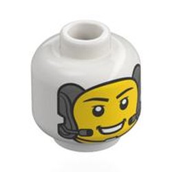 LEGO part 28621pr0158 Minifig Head with print in White