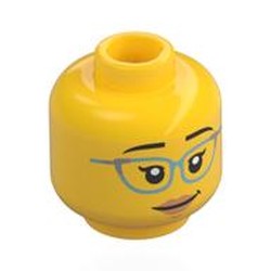 LEGO part 28621pr0213 Minifig Head with Print in Bright Yellow/ Yellow