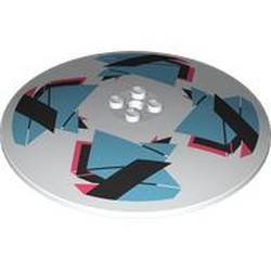 LEGO part 50990bpr0001 Dish 10 x 10 Inverted (Radar) with Solid Studs with print in White