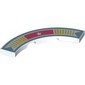 Tile 4 x 4 Curved, Macaroni with Medium Azure Border, Coral Rectangle with Star, Yellow Stripes print