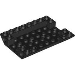 LEGO part 7064 Slope Inverted 45° 6 x 8 Double with Pin Holes on Sides, 1 x 4 Cutout On Side in Black