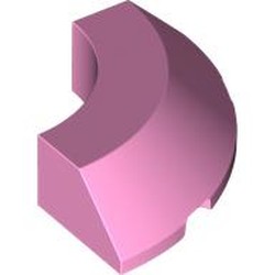 LEGO part 76795 Brick Round Corner 5 x 5 x 1 Slope, Bottom Cut Outs, No Studs, Flat Top in Light Purple/ Bright Pink