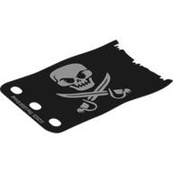 LEGO part 112558 Sail 7 x 5, Jolly Roger with Skull, Swords print in Black