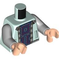 LEGO part 973c14h02pr0009 Torso, Light Bluish Gray Arms, Light Nougat Hands with print in Aqua/ Light Aqua