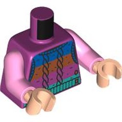 LEGO part 973c43h02pr0005 Torso, Bright Pink Arms, Light Nougat Hands with print in Bright Reddish Violet/ Magenta