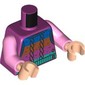 Torso, Knitted Sweater, Dark Blue/Dark Orange/Dark Purple/Dark Turquoise Bands print, Bright Pink Arms, Light Nougat Hands