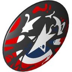 LEGO part 75902pr0026 Shield Round Bowed with print in Black