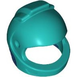 LEGO part 49663pat0005 Helmet Space, Dark Blue Neck Pattern in Bright Bluish Green/ Dark Turquoise