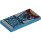 Tile 2 x 4 with Medium Azure/White Dress, Red Scarf, Light Nougat Chest print