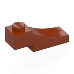 LEGO part 70681 Brick Curved, 3 x 1 with 1/3 Inverted Cutout in Dark Orange