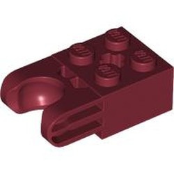 LEGO part 67696 Technic Brick Special 2 x 2 with Ball Socket Wide and Axle Hole, No Arm Holes in Dark Red