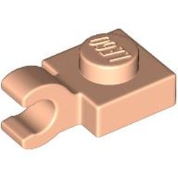 LEGO part 61252 Plate Special 1 x 1 with Clip Horizontal [Thick Open O Clip] in Light Nougat