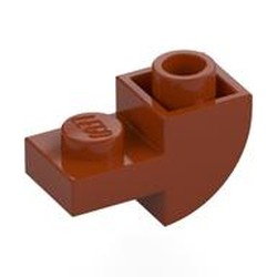 LEGO part 5847 Brick Curved Inverted 1 x 2 with 1 x 1 Cutouts in Dark Orange