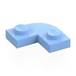 LEGO part 79491 Plate Round Corner 2 x 2 with 1 x 1 Cutout in Light Royal Blue/ Bright Light Blue